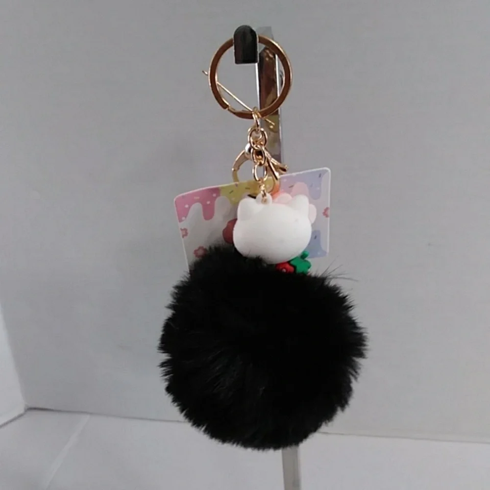 Hello Kitty Black Pom Pom Keychain *NWT*
